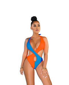 Cross Body Two Color Swimsuit