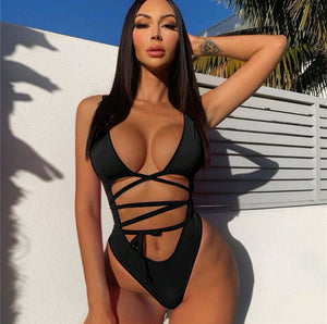 Lace Up One Piece Swimsuit